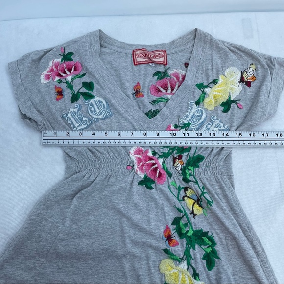 JWLA Made With Love Size S Tunic Top Embroidered Floral Pockets V Neck - Picture 5 of 10